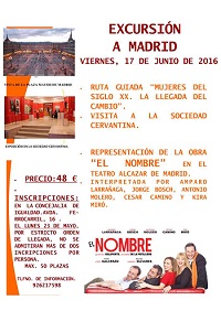 Últimas plazas para el viaje de Igualdad a Madrid para visitar la Sociedad Cervantina y la obra “El Nombre” 